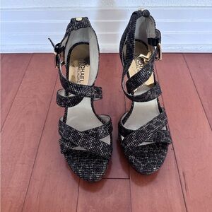 Michael Kors Black Strappy Heels with Elegant Design
